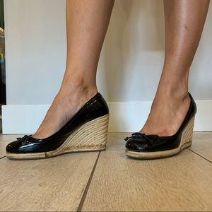 Coach wedge black patent leather